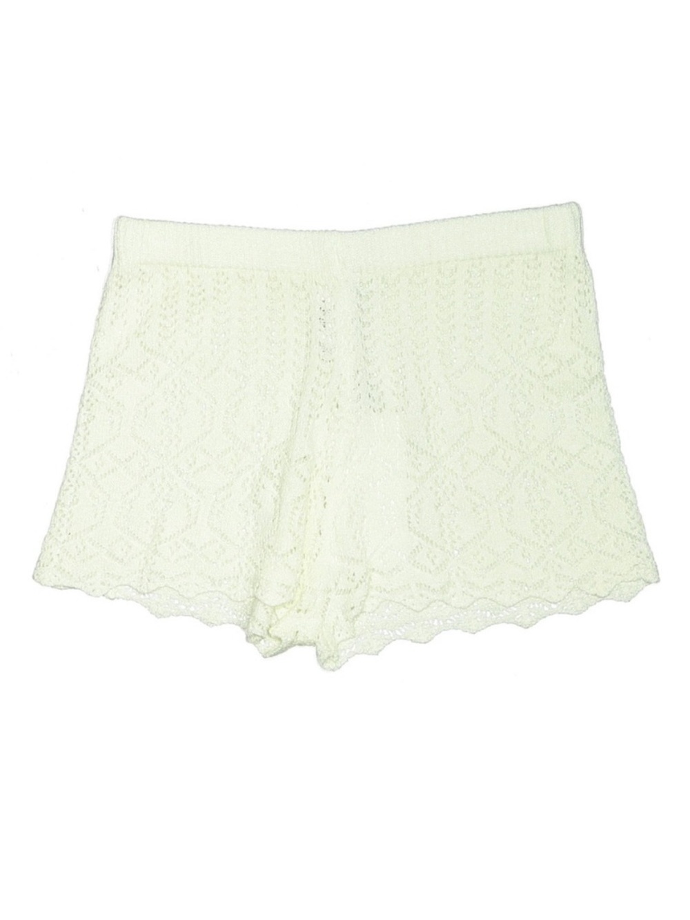 Zara White Crochet Knit Scalloped Boho High Rise Shorts Small